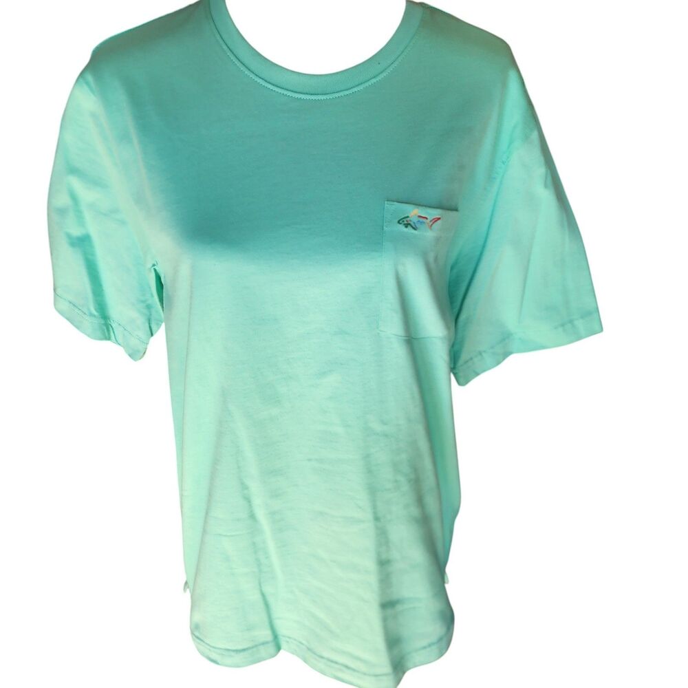 Greg Norman Men’s Mint Green Pocket T-Shirt Shark Logo Cotton Casual‎ Golf Tee M